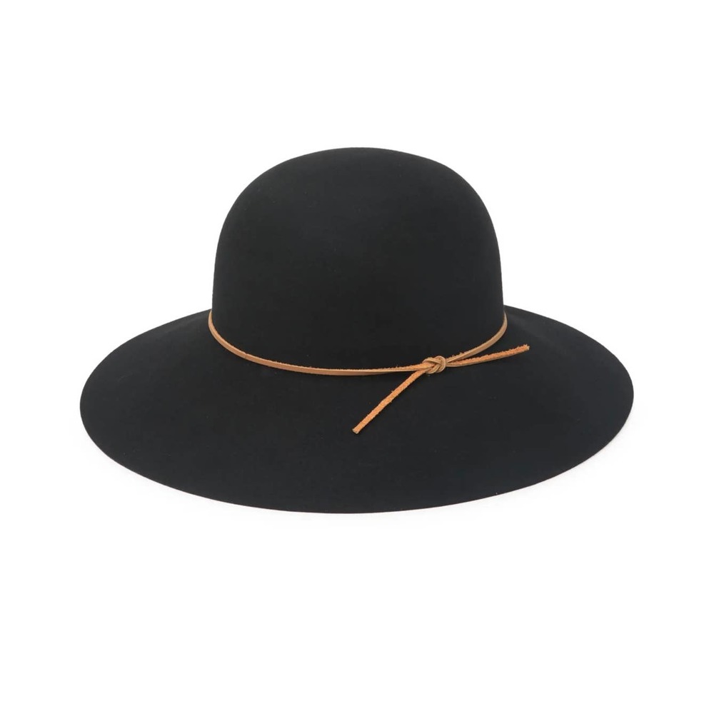 Phenix Round Crown Wool Felt Floppy Hat Leather Strap